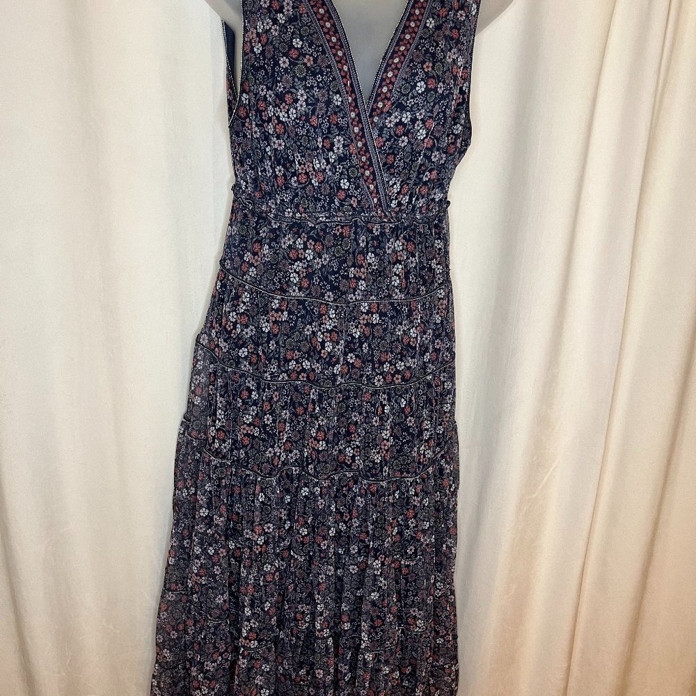 Large Max Studio Blue sleeveless dress with pink and white flowers